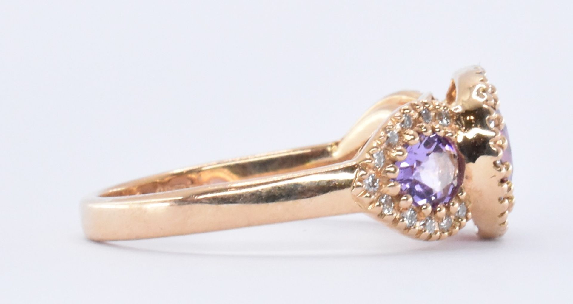 18CT GOLD TOURMALINE AMETHYST & DIAMOND RING - Bild 7 aus 8