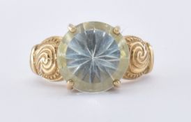 9CT GOLD & GREEN AMETHYST RING