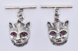 PAIR OF SILVER CAT CUFFLINKS