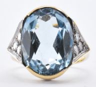 18CT GOLD AQUAMARINE & DIAMOND RING