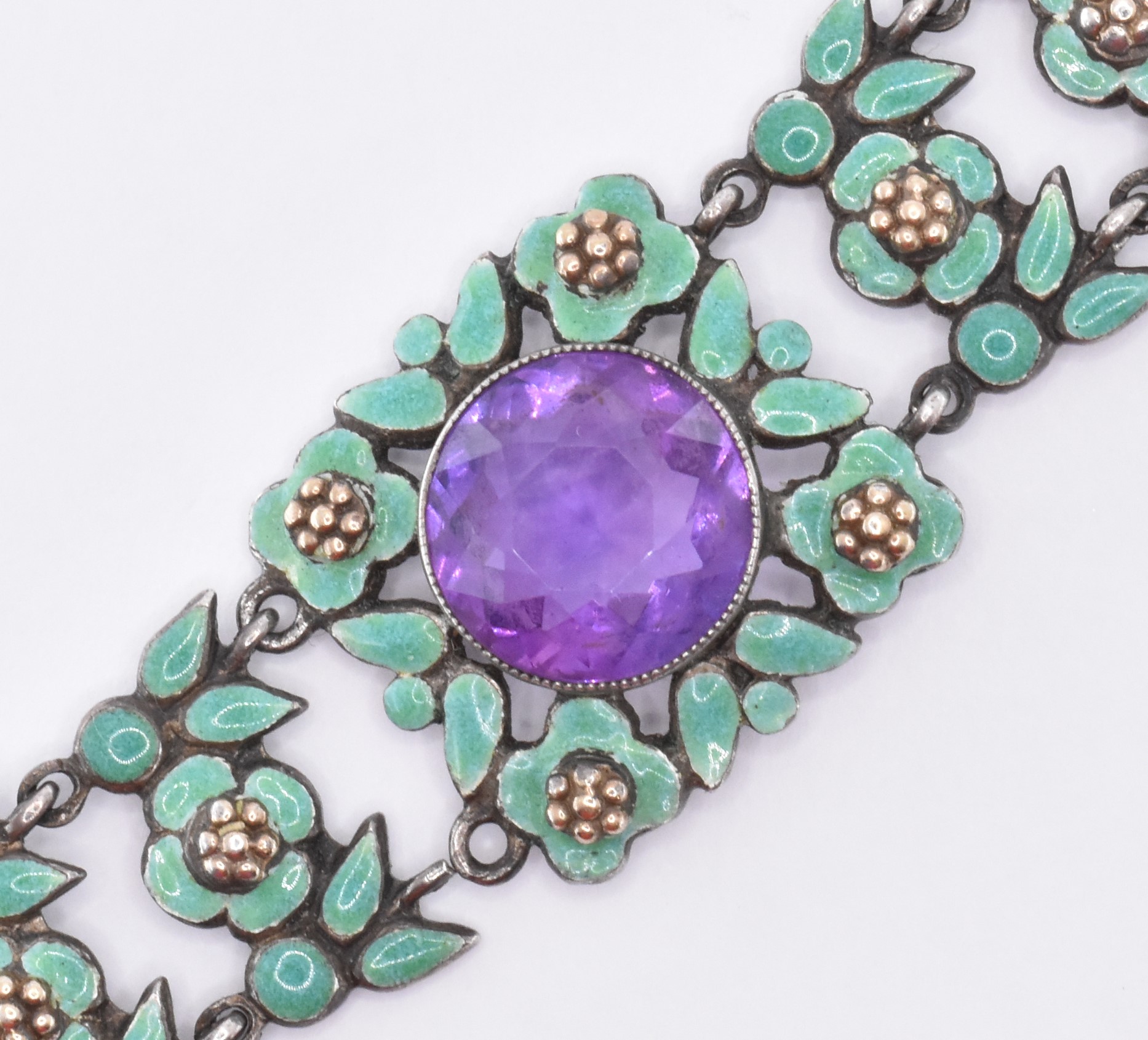 1920'S BERNARD INSTONE ENAMELLED SILVER & AMETHYST BRACELET - Image 2 of 6