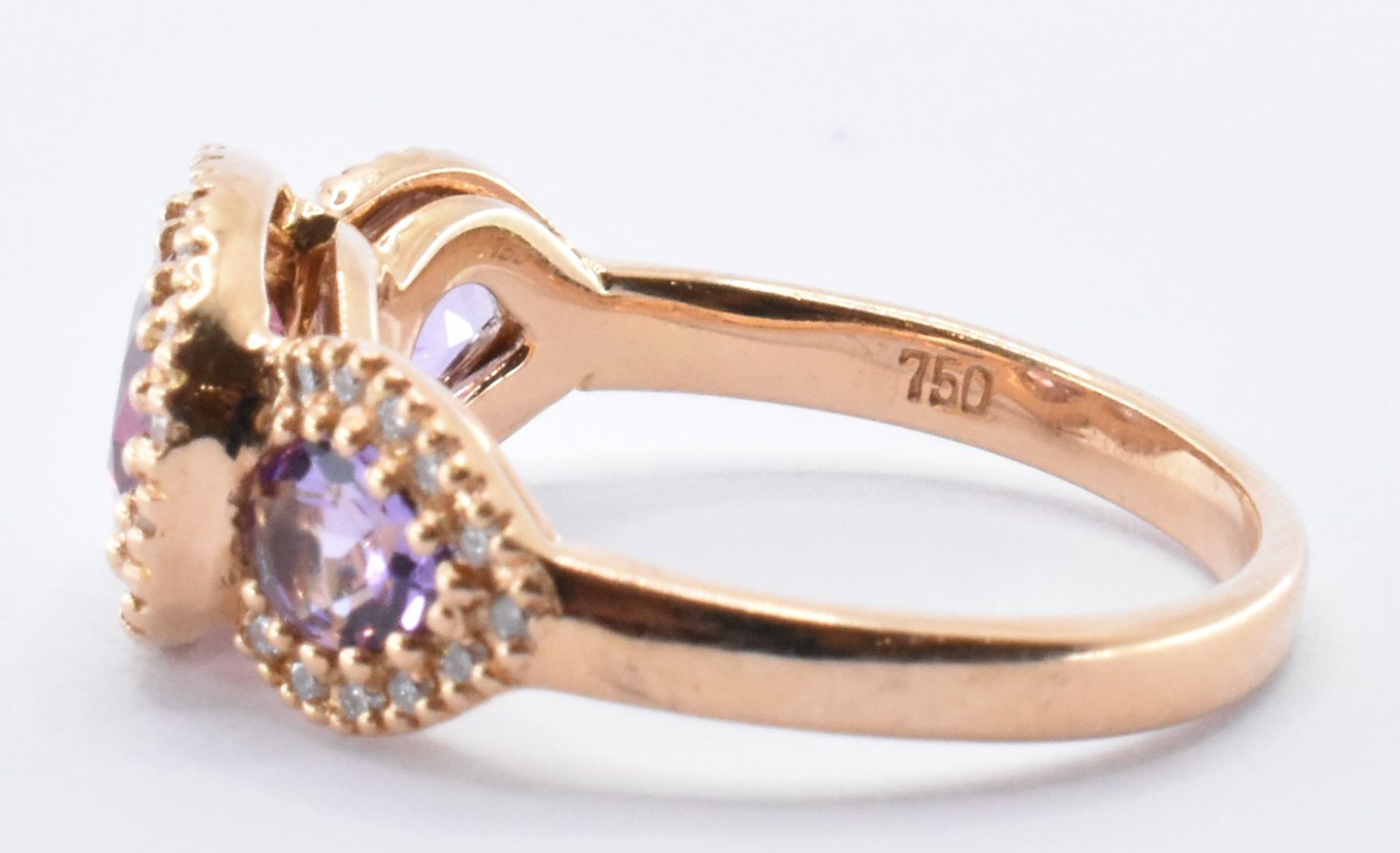 18CT GOLD TOURMALINE AMETHYST & DIAMOND RING - Bild 5 aus 8