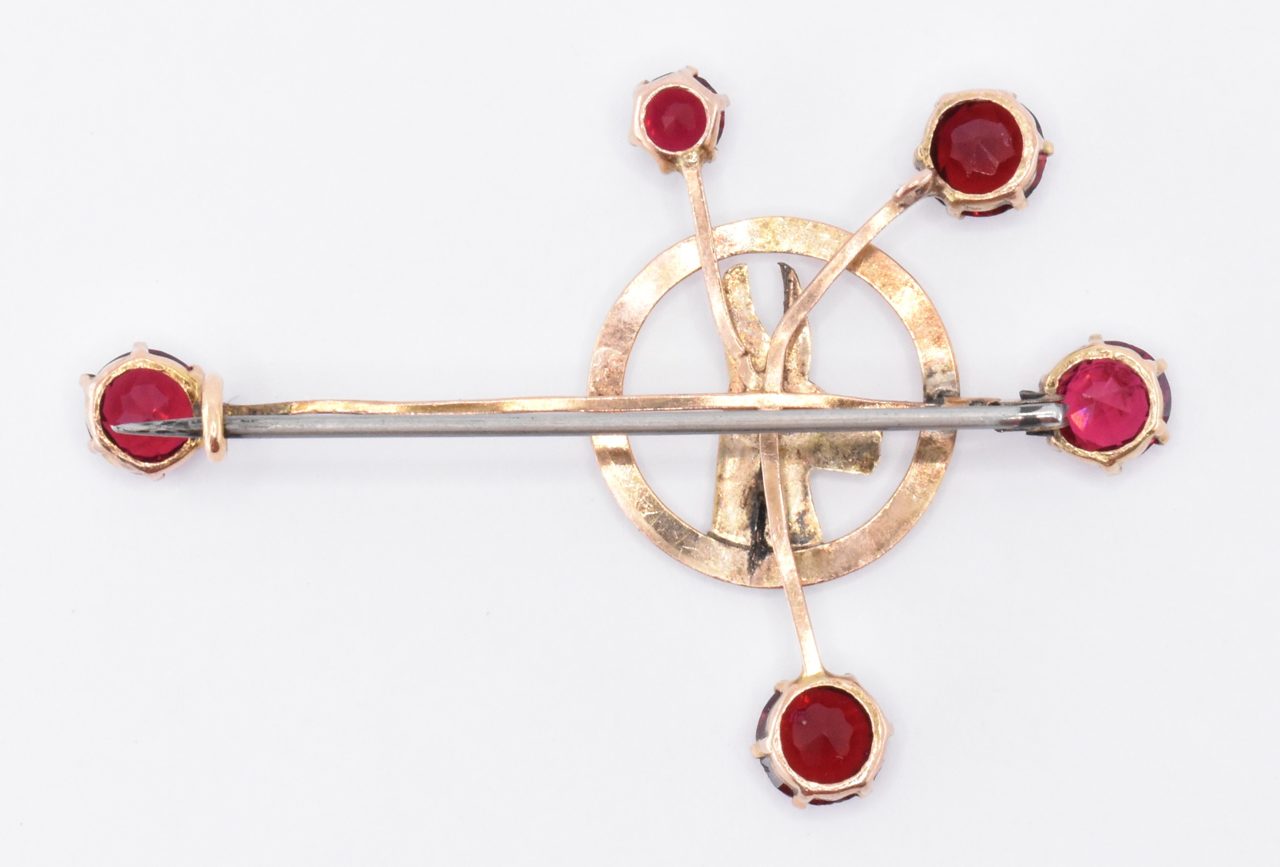 9CT GOLD & RED STONE SPRINGBOK BROOCH - Image 3 of 4
