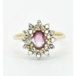 9CT GOLD HALLMARKED RUBY & DIAMOND CLUSTER RING