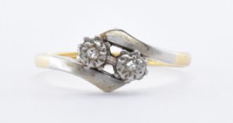 18CT GOLD & PLATINUM DIAMOND CROSSOVER RING