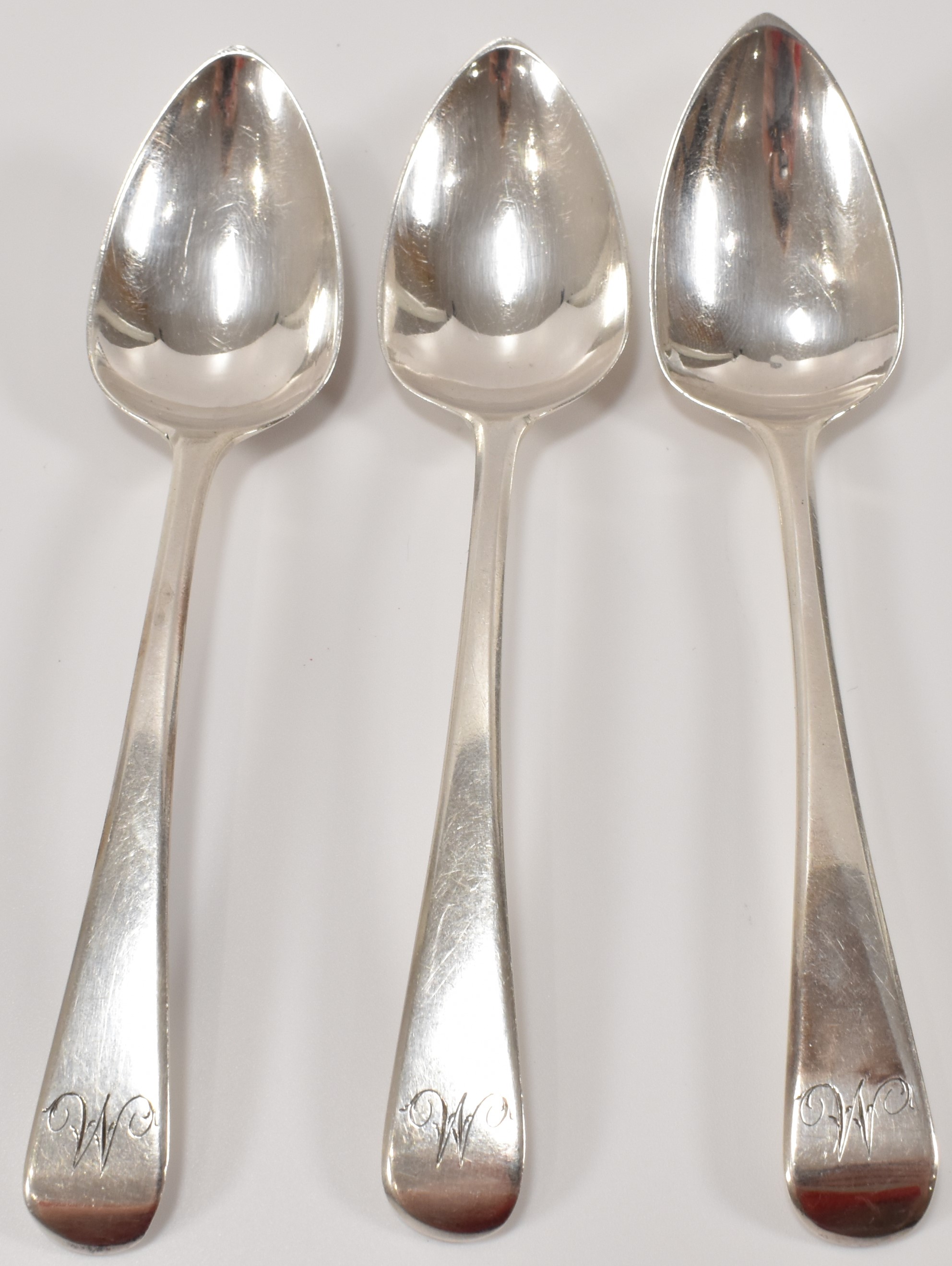 SET OF THREE GEORGE III SILVER SPOONS