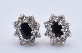 PAIR OF 9CT GOLD & SAPPHIRE CLUSTER EARRINGS