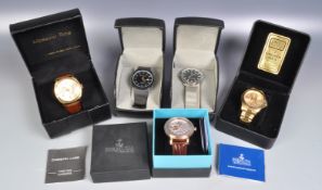 FIVE GENTLEMAN'S WRIST WATCHES IN BOXES