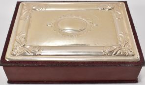 SILVER TOPPED RED LEATHER BOX