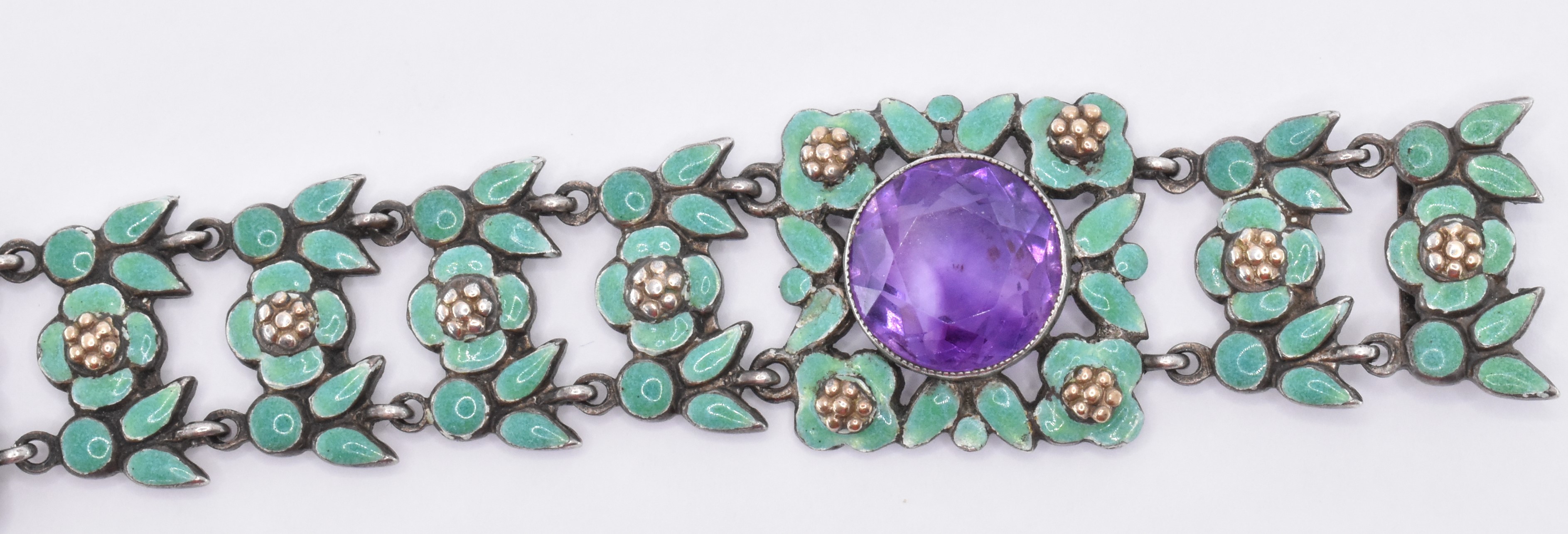 1920'S BERNARD INSTONE ENAMELLED SILVER & AMETHYST BRACELET - Image 4 of 6