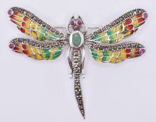 SILVER & PLIQUE A JOUR DRAGONFLY BROOCH