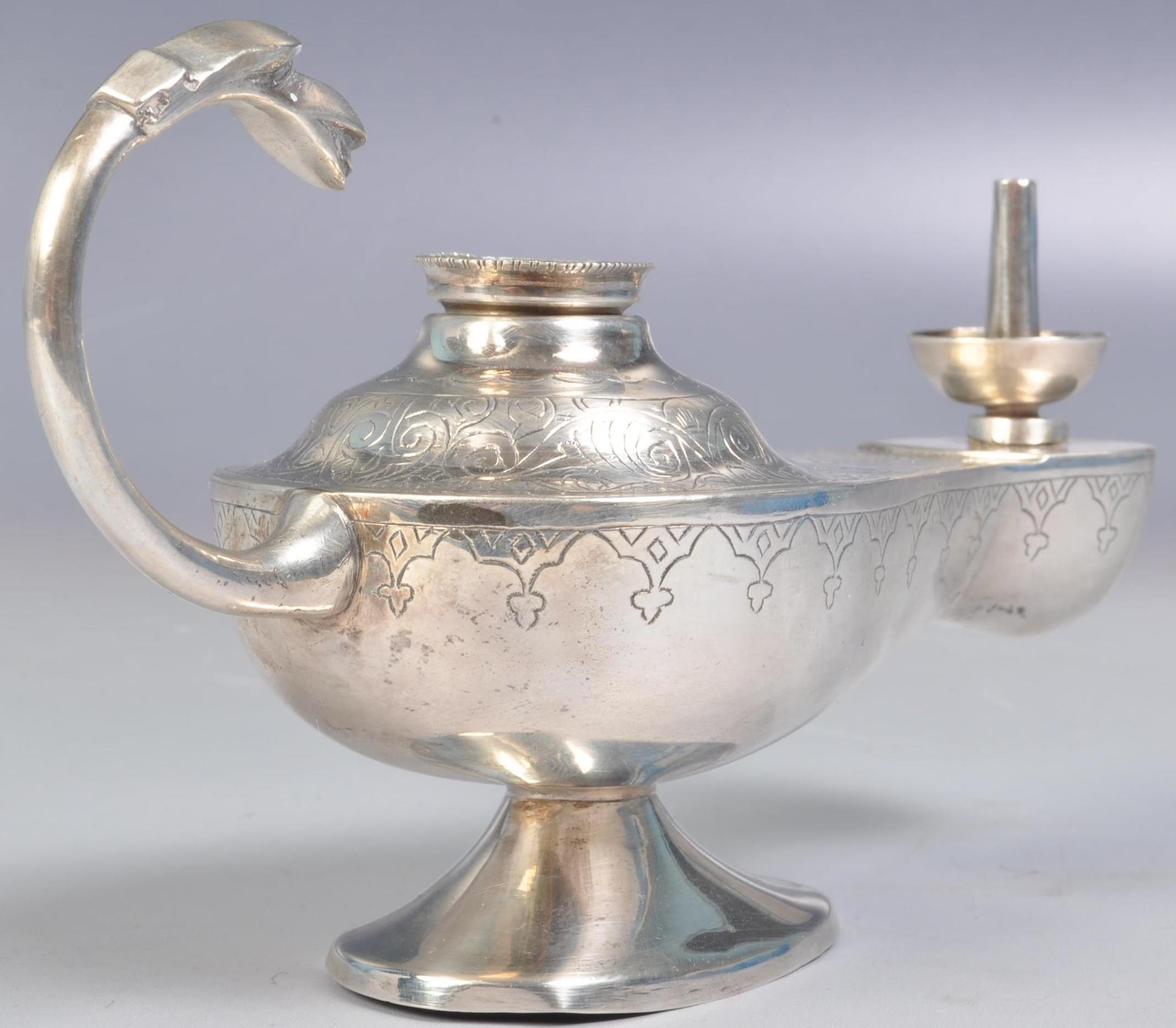 20TH CENTURY EGYPTIAN SILVER OIL LAMP - Image 3 of 6