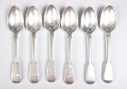 SET OF SIX VICTORIAN FIDDLE PATTERN SPOONS