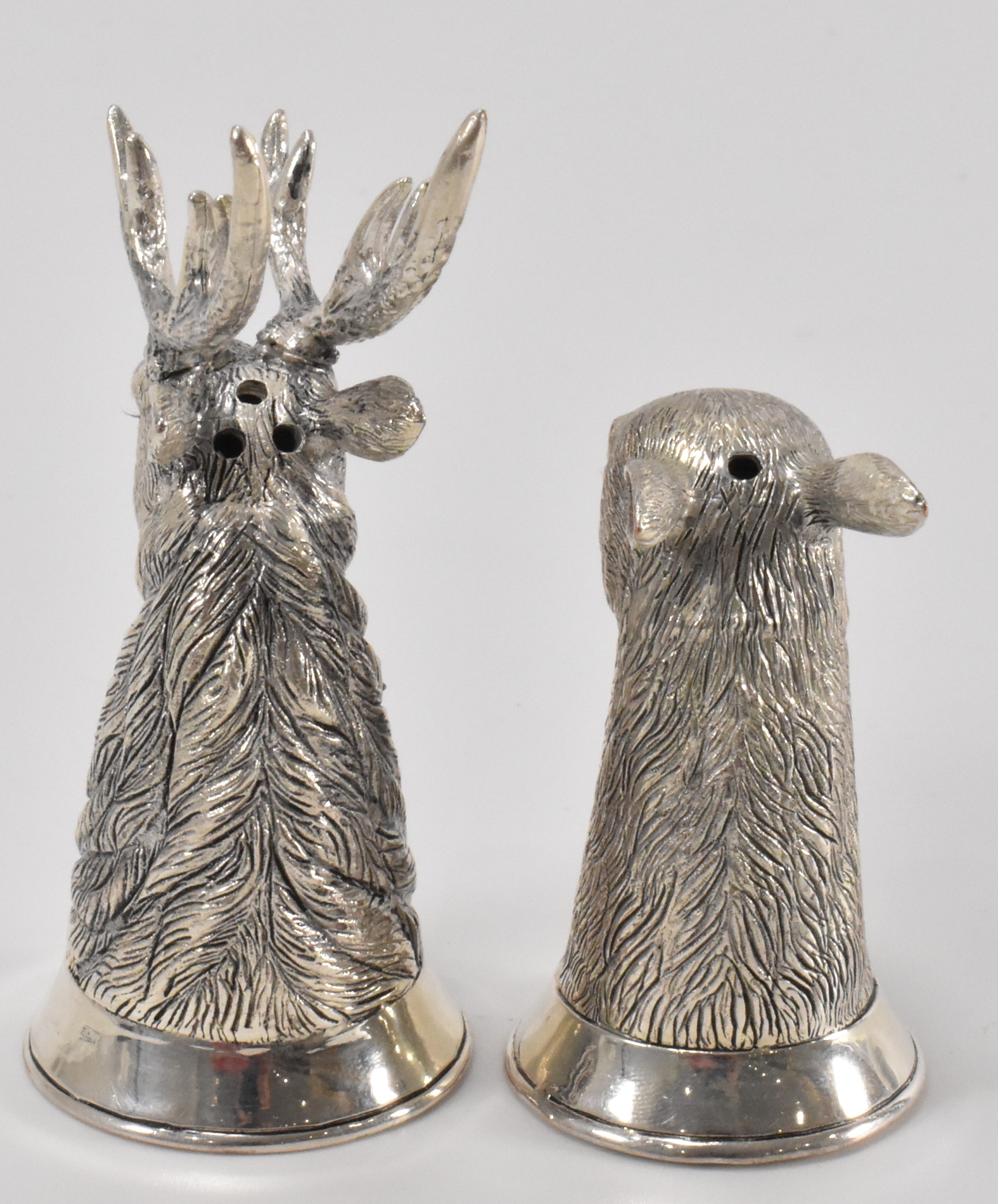 PAIR OF SILVER PLATED STAG CONDIMENTS - Image 2 of 3