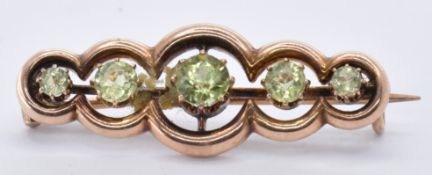 VICTORIAN 9CT GOLD & GREEN STONE BROOCH