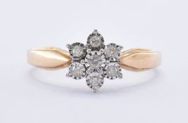 9CT GOLD & DIAMOND CLUSTER RING