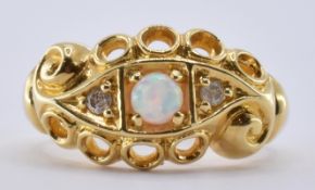 OPAL & DIAMOND SCROLL HEAD RING