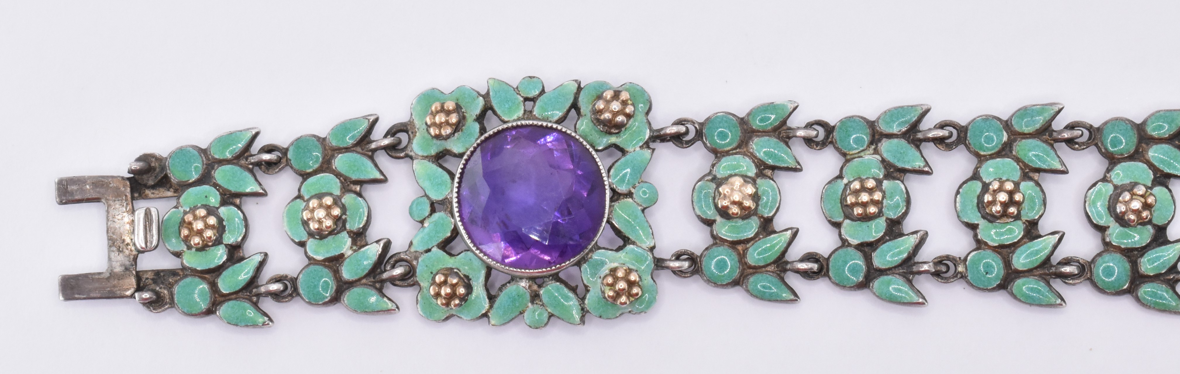 1920'S BERNARD INSTONE ENAMELLED SILVER & AMETHYST BRACELET - Image 3 of 6