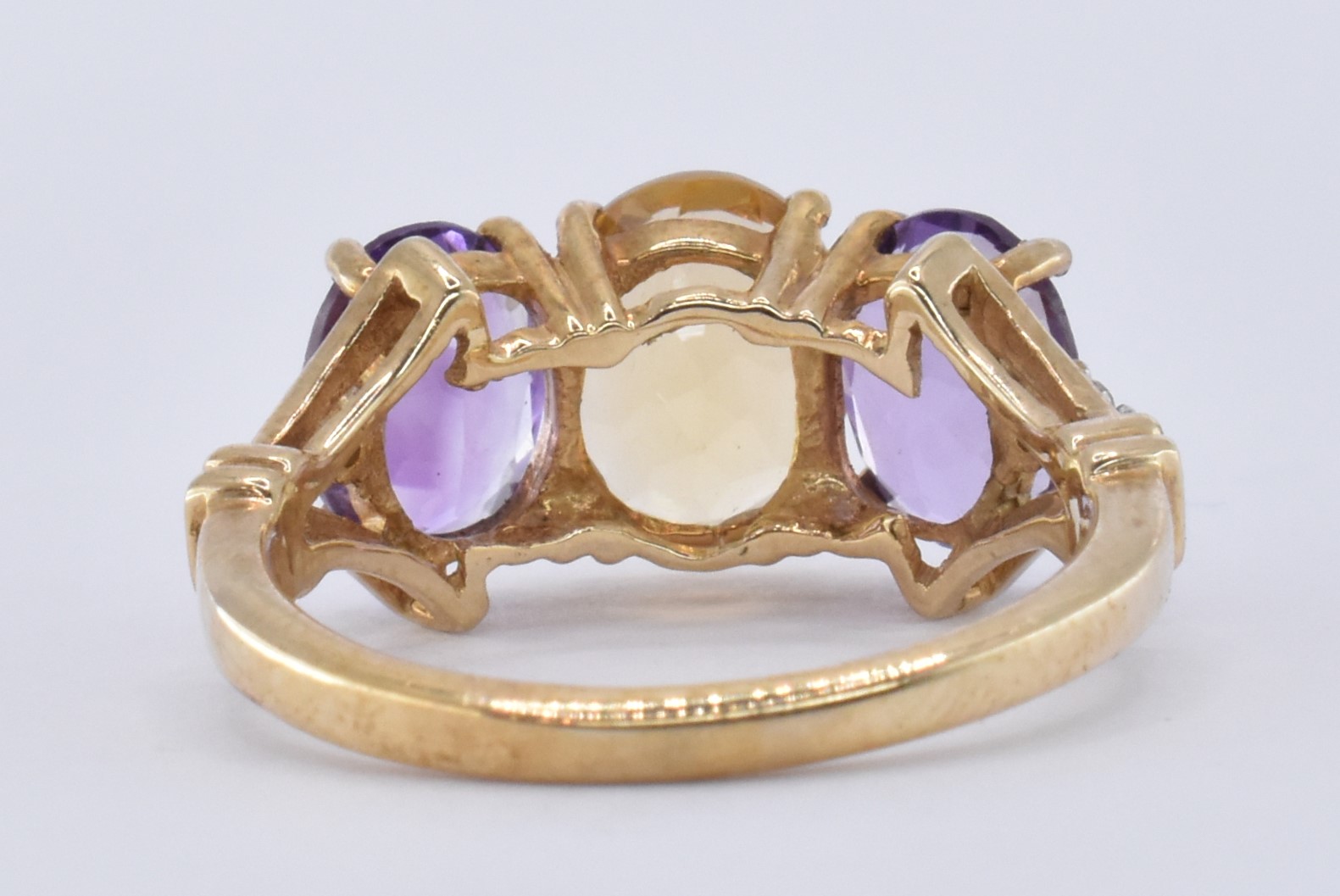 9CT GOLD CITRINE AMETHYST & DIAMOND RING - Image 3 of 9