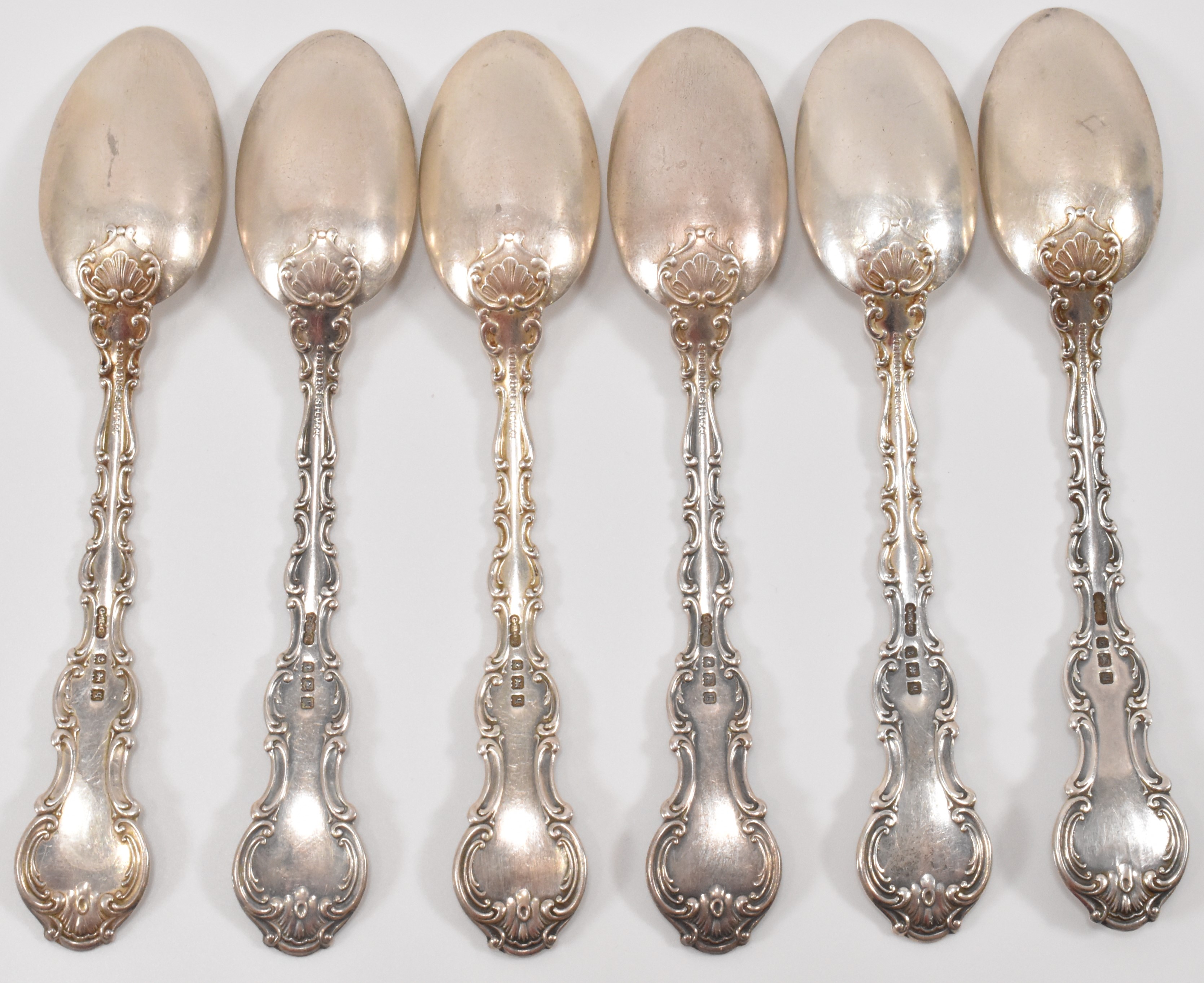 SET OF SIX GORHAM MANUFACTURING CO SILVER SPOONS - Image 4 of 4