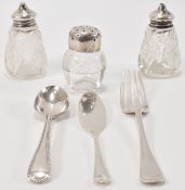 GROUP OF SILVER TABLE WARE INCLUDING CRUETS