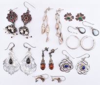 ASSORTMENT OF SILVER DROP EARRINGS