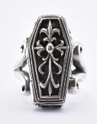 SILVER SKELETON COFFIN RING