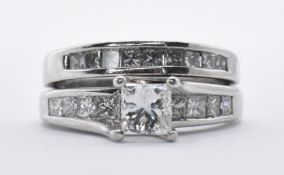 14CT WHITE GOLD DOUBLE ETERNITY DIAMOND RING