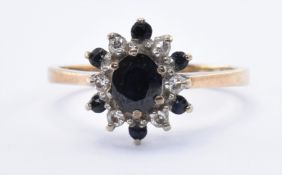 9CT GOLD SAPPHIRE & DIAMOND RING