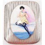 SILVER CIGARETTE CASE WITH ENAMELLED NUDE