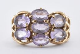9CT GOLD & AMETHYST CLUSTER RING