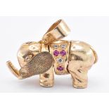 9CT GOLD & RUBY ELEPHANT PENDANT