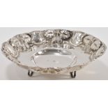 SILVER REPOUSSE STRAWBERRY DISH