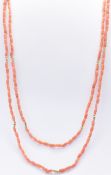 PINK CORAL & 14CT GOLD NECKLACE