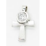 18CT HALLMARKED WHITE GOLD & 1CT DIAMOND ANKH PENDANT