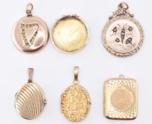 FIVE YELLOW METAL LOCKETS