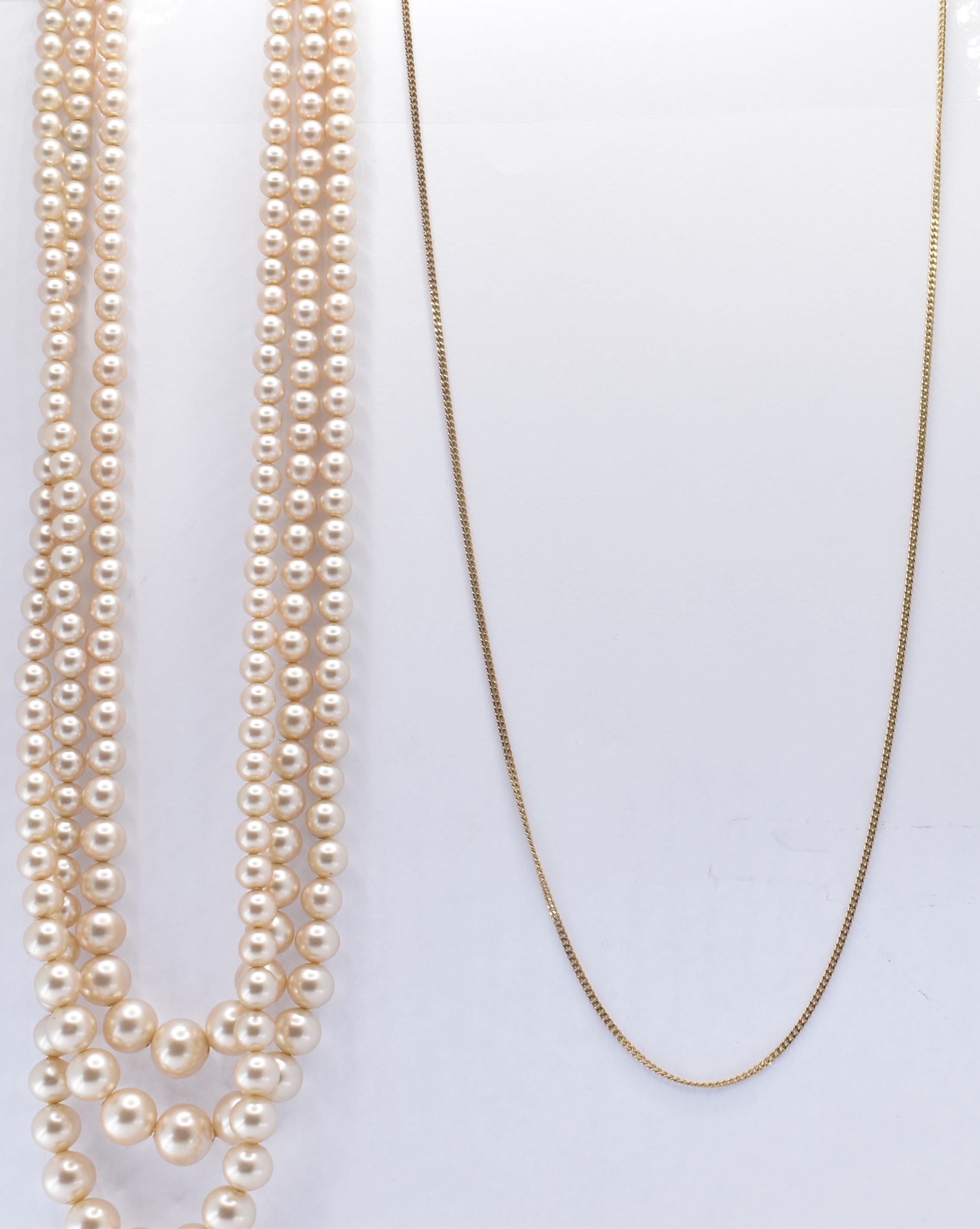 14CT GOLD NECKLACE CHAIN & CIRO PEARL NECKLACE - Image 3 of 8