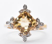 9CT GOLD CITRINE & TOPAZ RING