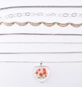 GROUP OF SILVER NECKLACES & CHAINS