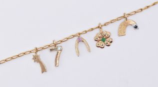 CHARM BRACELET WITH FIVE GEM SET CHARMS