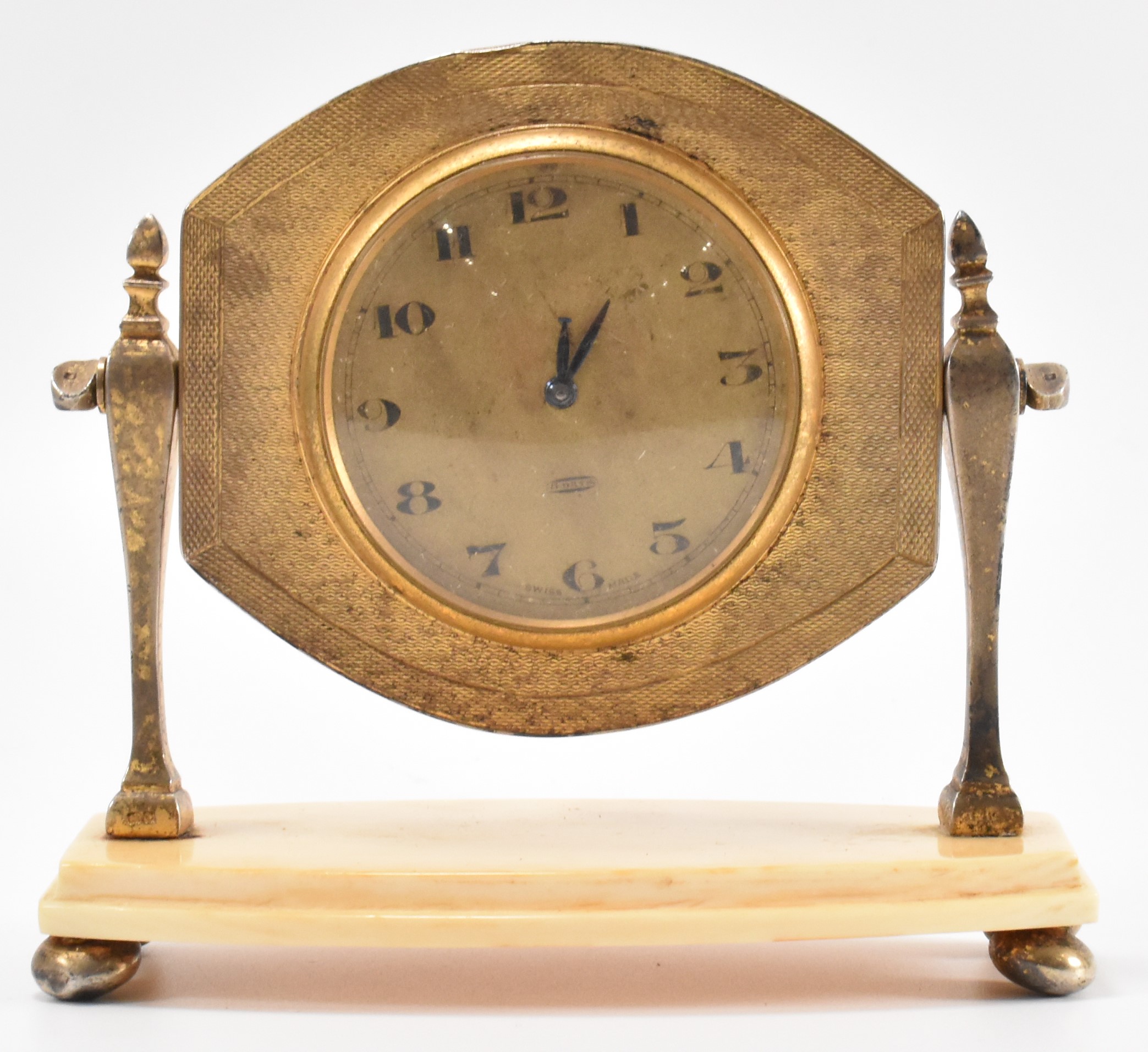 SILVER GILT & IVORY CLOCK WITH MASONIC INSCRIPTION - Image 2 of 6