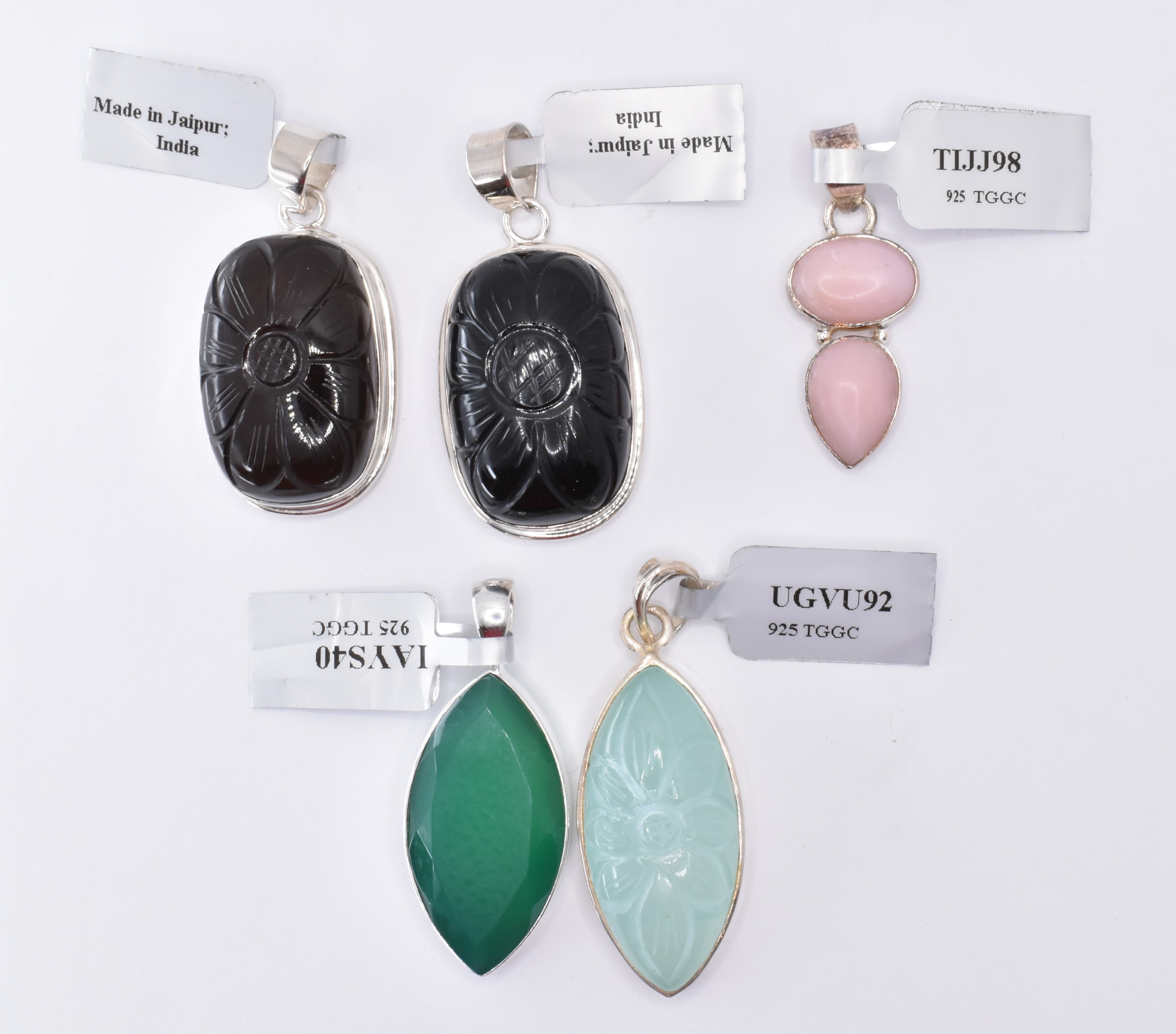 FIVE GEM SET SILVER PENDANTS