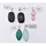 FIVE GEM SET SILVER PENDANTS