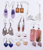 ASSORTMENT OF SILVER & GEMSTONE EARRINGS