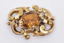 EDWARDIAN GOLD & QUARTZ BROOCH