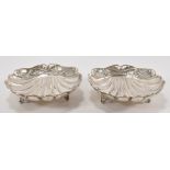 PAIR OF SILVER SCALLOP SHELL BOWLS