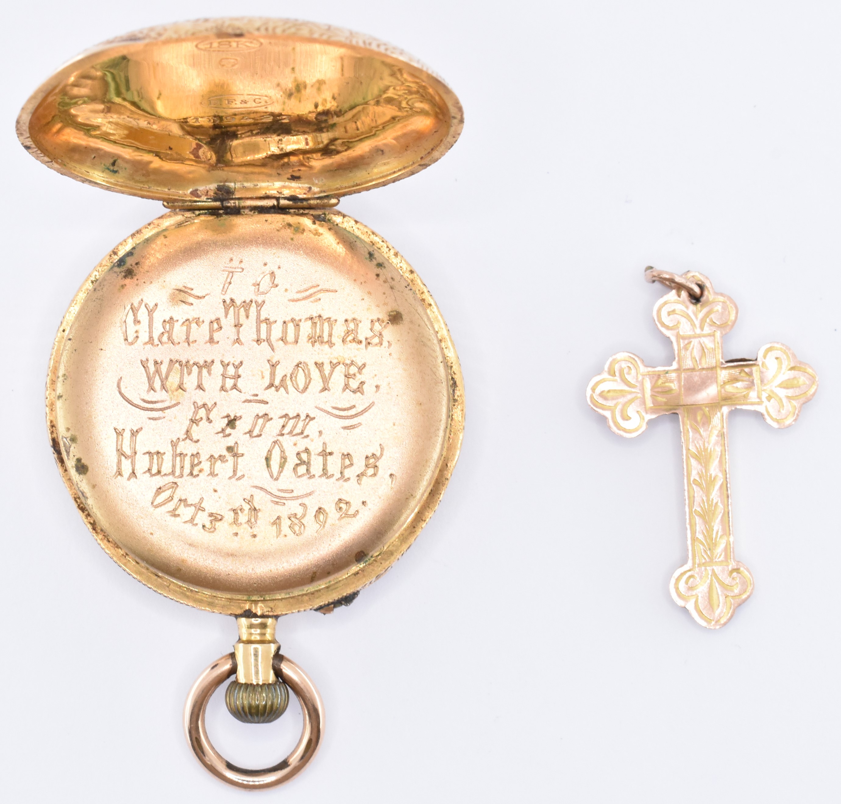 VICTORIAN 18CT GOLD POCKET WATCH & CRUCIFIX PENDANT - Image 2 of 6