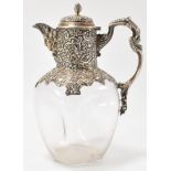 EDWARDIAN SILVER MOUNTED CLARET JUG