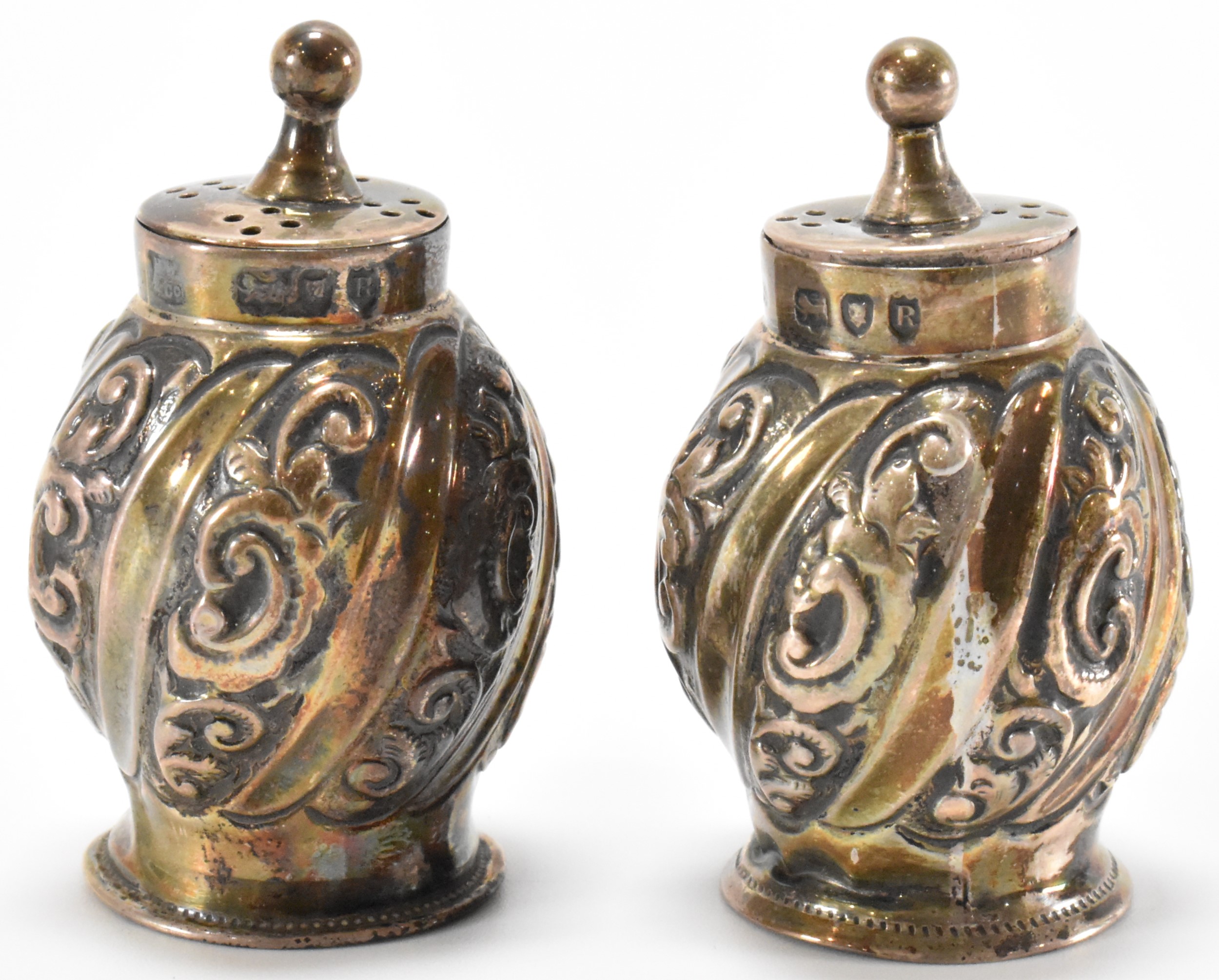 PAIR OF VICTORIAN SILVER PEPPER POTS