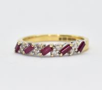 HALLMARKED 18CT GOLD RUBY & DIAMOND BAND RING